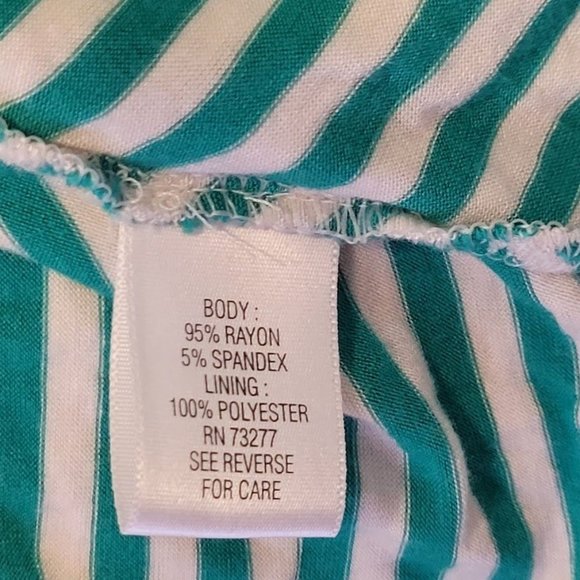 Elle Green White Striped Sleeveless Midi Dress Size L - Picture 4 of 10